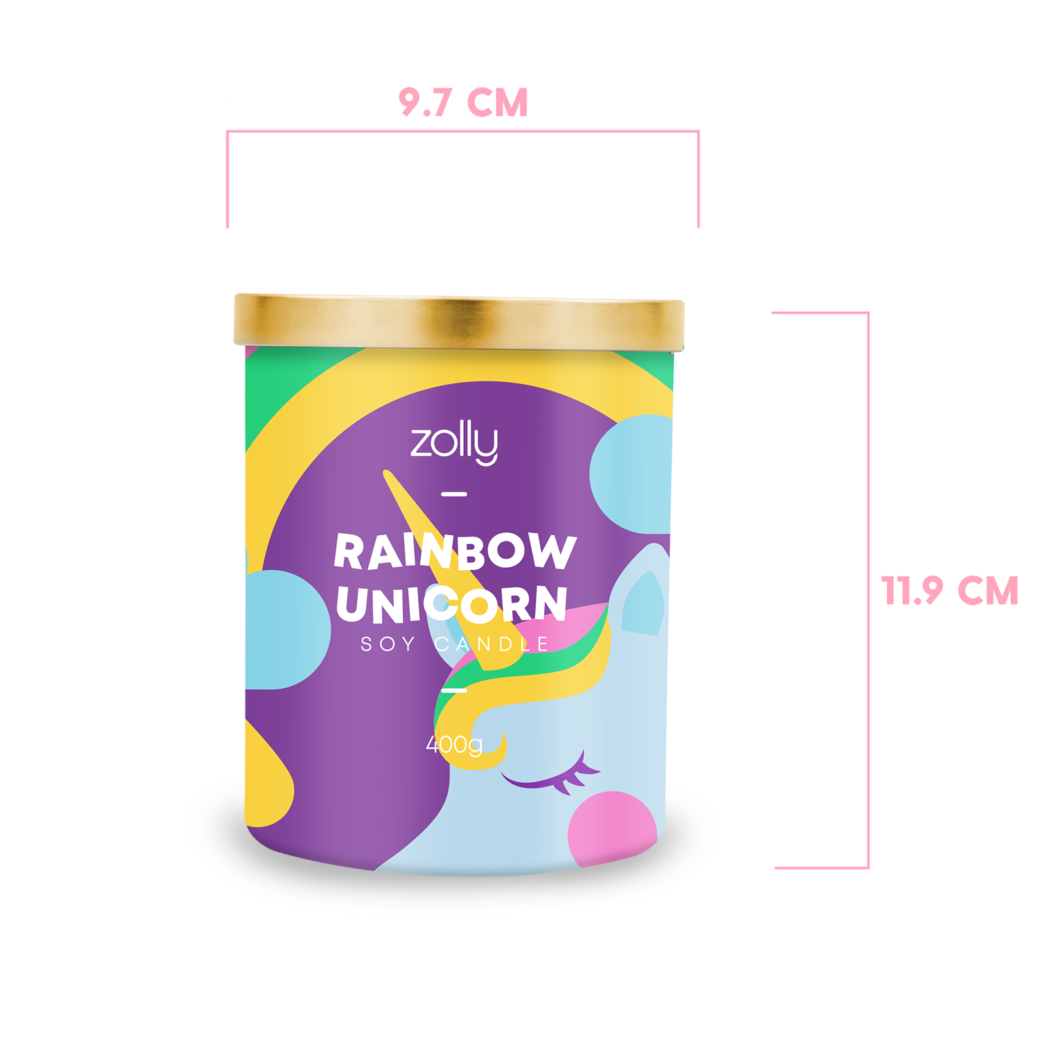 Rainbow Unicorn Candle 400g